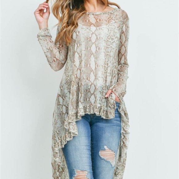 SNAKE PRINT HI-LOW flowy Top - Picture 3 of 5